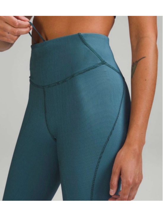 lululemon athletica Pants - Lululemon Base Pace High-Rise Tight 25" Ribbed SZ 2 Green Jasper Blue Chill GUC